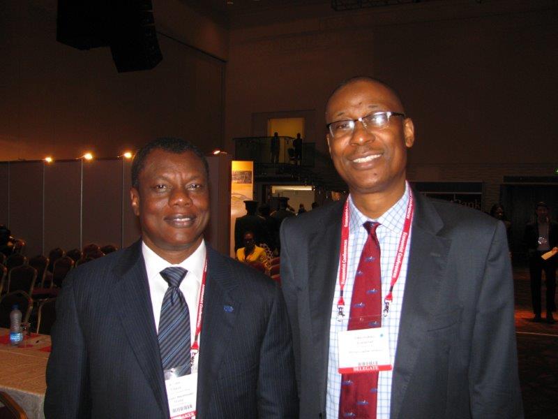  Founder and Entrepreneur-in-Residence at the Ausso Leadership Academy, Mr Austin Okere with the Minister of Industry, Trade and Investment, Dr Okechukwu Enelamahat The Economist Events’ Nigeria Summit Conference, held in Lagos