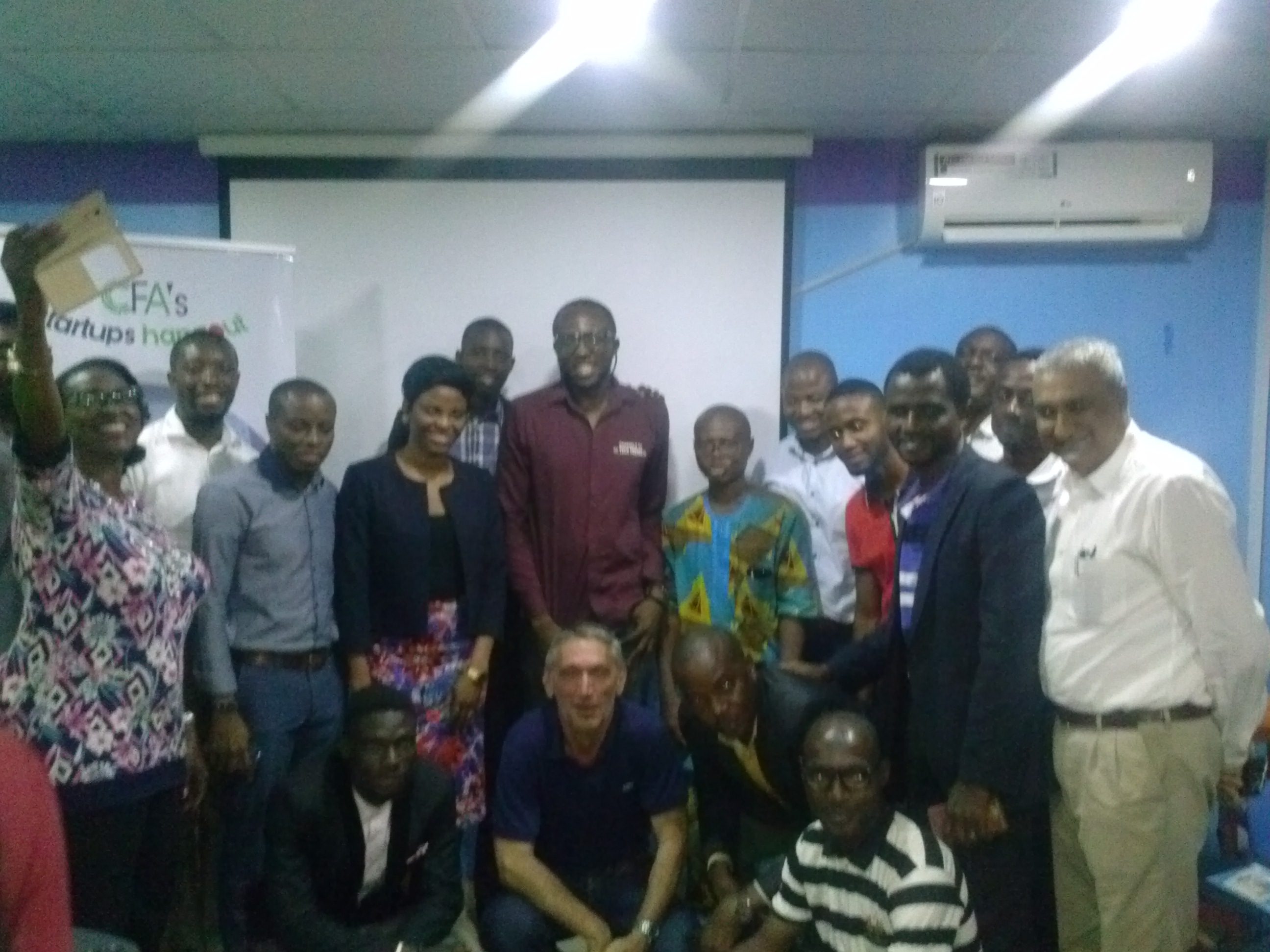 Jean-Marc, His Team, Founder CFAtech and some attendees.