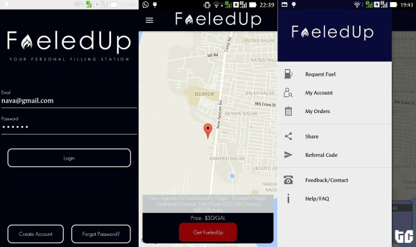 screenshot of the fueledUp app