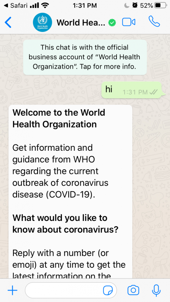 WHO Creates WhatsApp Chatbot to Fight Misinformation Amid Coronavirus Pandemic