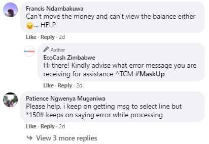 EcoCash Users complain about service network on Facebook