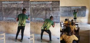 Remember the Ghanas Teacher That Drew Microsoft Word on a Blackboard-He Now Has a New classroom