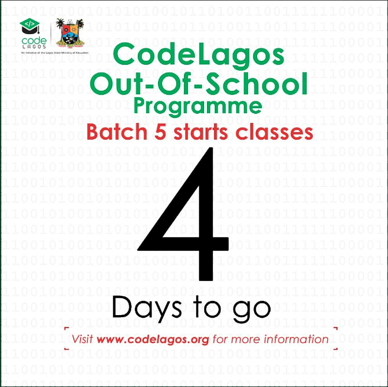 5th Batch of CodeLagos Out-of-School Programme Begins Next Week