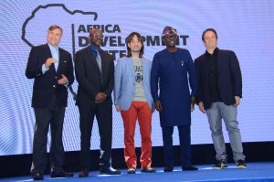 L-R: United States Ambassador to Nigeria, W. Stuart Symington; Country Manager, Microsoft Nigeria & Ghana, Akin Banuso; Technical Fellow, AI & Mixed Reality, Microsoft, Alex Kipman; Lagos State Governor-elect, Mr. Babajide Sanwo-Olu; Executive Vice President, Gaming, Microsoft, Phil Spencer. .....At the Microsoft Africa Development Center (ADC) Launch in Lagos on May 17 2019