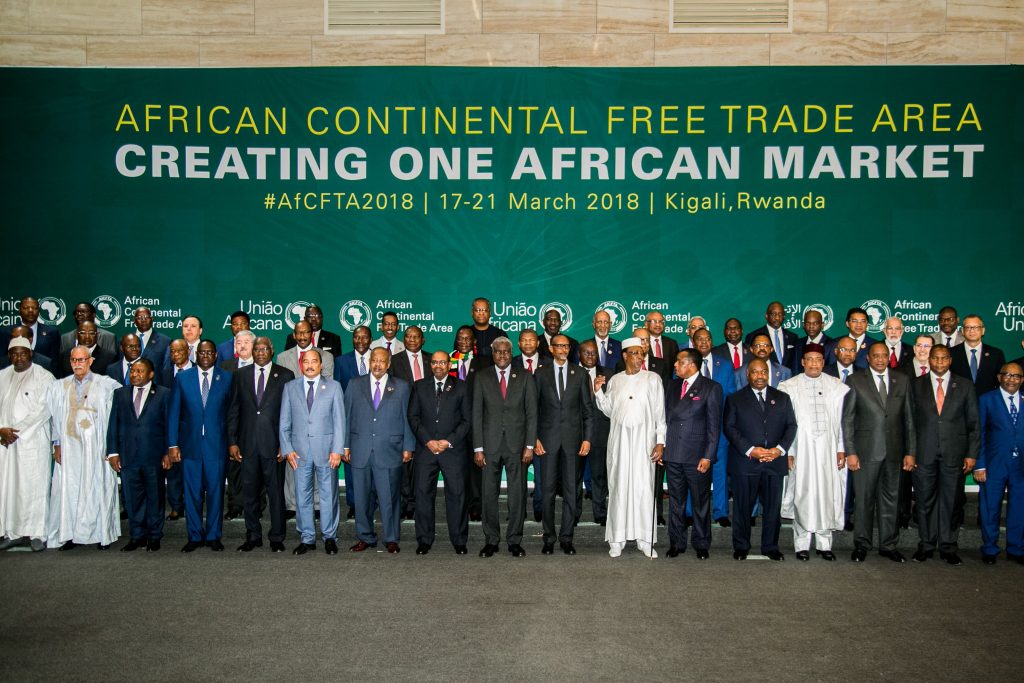 The African Heads of States and Governments pose during African Union (AU) Summit for the agreement to establish the African Continental Free Trade Area in Kigali, Rwanda, on March 21, 2018. / AFP PHOTO / STR (Photo credit should read STR/AFP/Getty Images)
