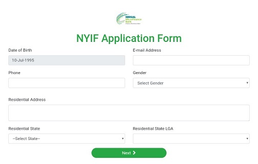 Screenshot of Nigeria Youth Investment Fund Portal