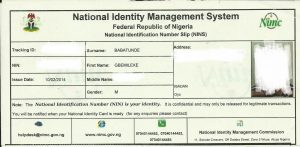 National ID slip