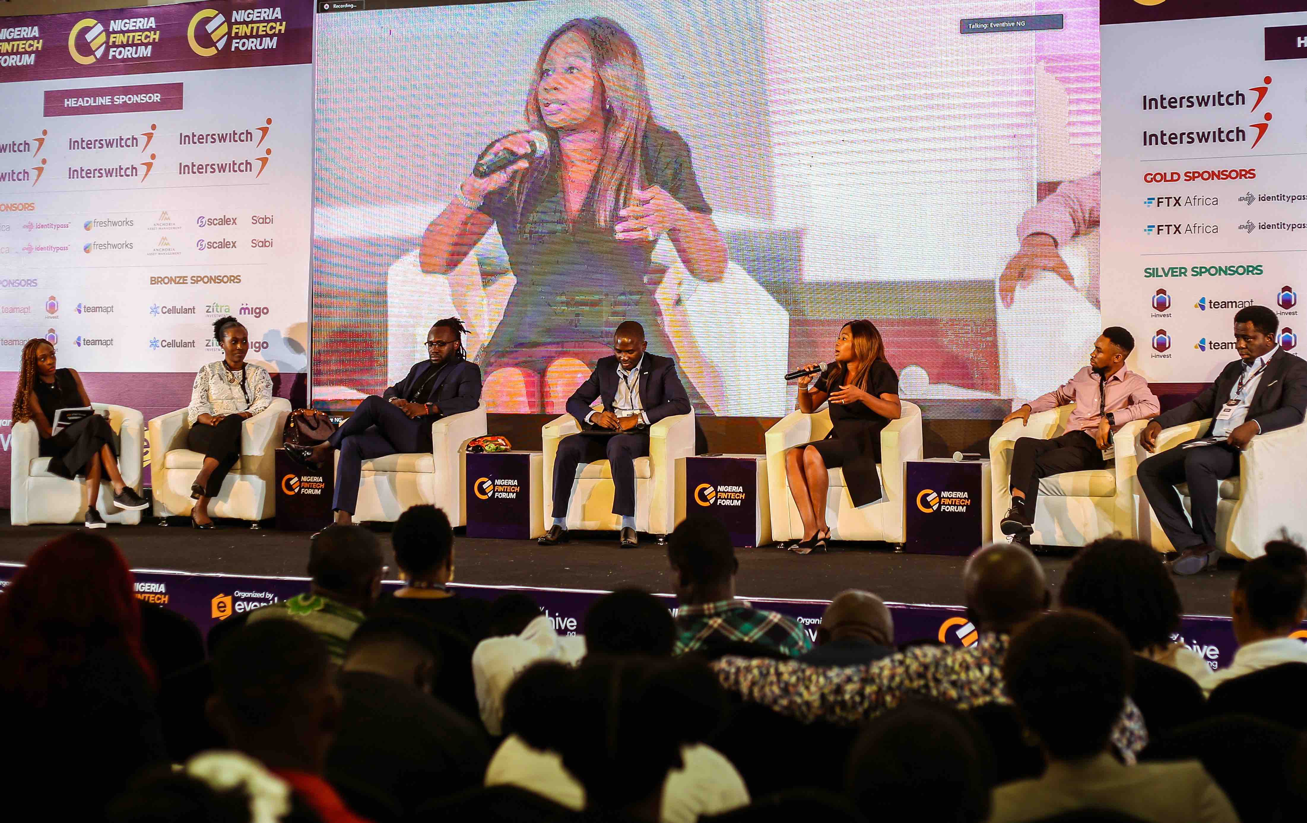Tobi Olusoga, Chief Product Officer, i-invest discussing with other experts at the Nigeria Fintech Forum in Lagos