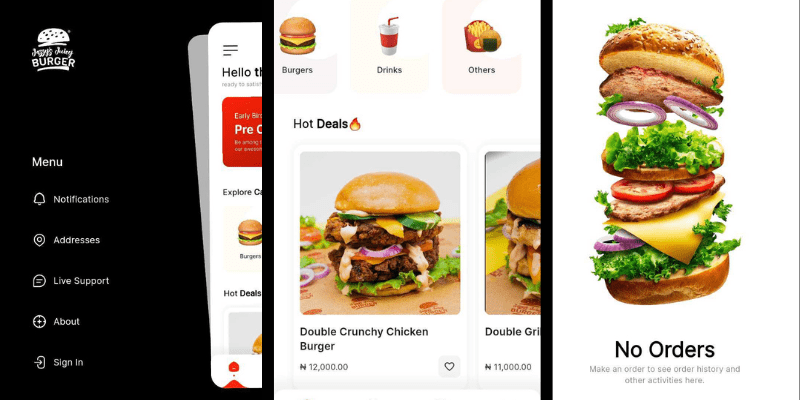 First impression of the Jazzy's Burger app
